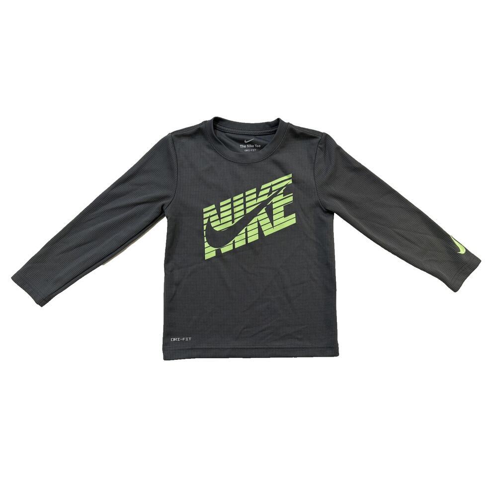 Nike Shirt Boys Large Dri-FIT Long Sleeve Athletic Neon Swoosh Youth 6-7‎ Years